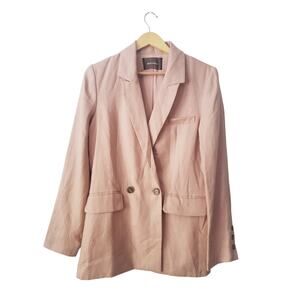Reformation Verano Blazer 100% Linen Pink Size Small